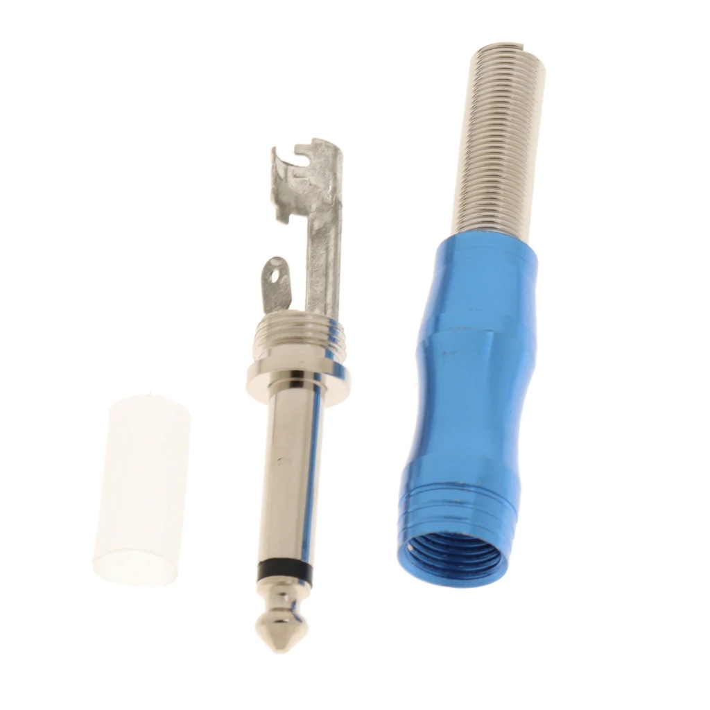 Copper 6.35mm 1/4inch Mono Jack Plug Adapter Connector for Microphone Mixer Speaker Amplifier