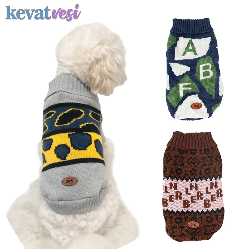 

Winter Pet Clothes Knitted Dog Sweater Soft Warm Dog Coat Jacket Letter Printing Knitwear Puppy Clothing Chihuahua Pug Supplies