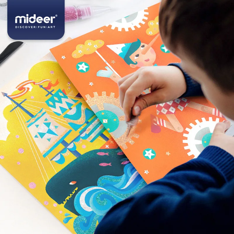 MiDeer DIY Детская блестящая доска порошок картина из песка дети граффити живопись набор игрушки 5 лет