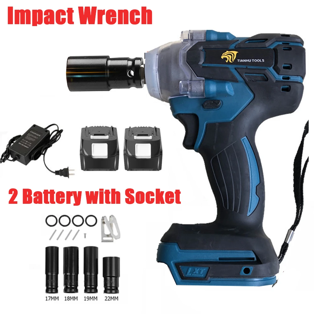 18V 520Nm Impact Wrench Electric Rattle Gun Screwdriver Speed Cordless
