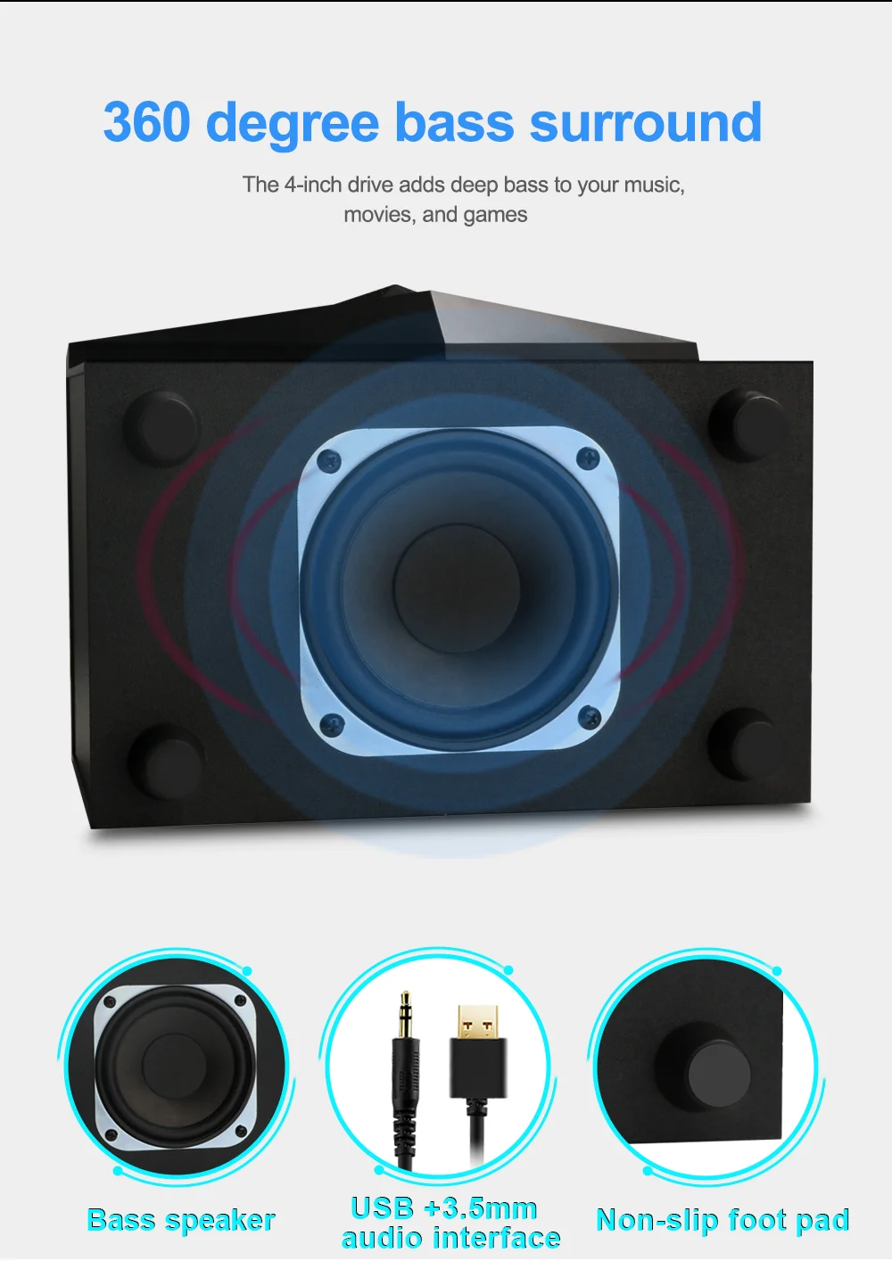 Redragon GS700 Toccata Stereo Surround RGB 2.1 Heavy Bass Sound Bar