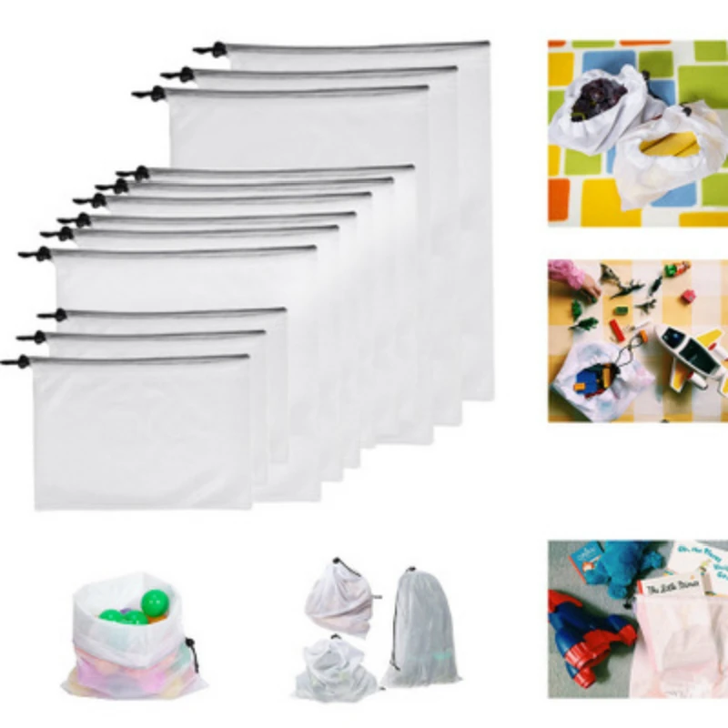 

Vogvigo Fruit Vegetable Toys Polyester Drawstring Bag Mesh Storage Bags Washable Eco Friendly Bags for Grocery Shopping Storage