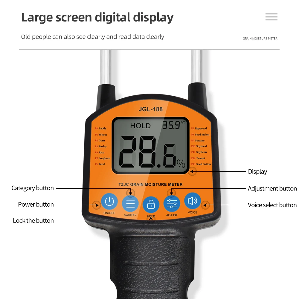 JGL-188 Grain Moisture Meter For Food Crop Seed