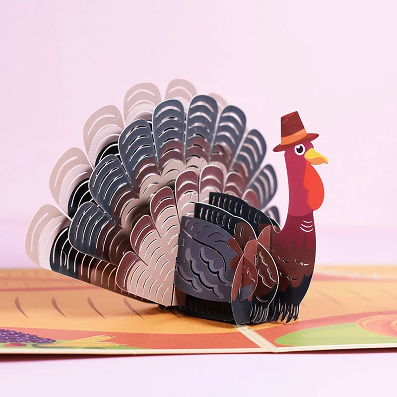 Pop Up Thanksgiving Day Turkey Card 3D Fall Give Thanks Greeting Cards Birthday Gift | Дом и сад