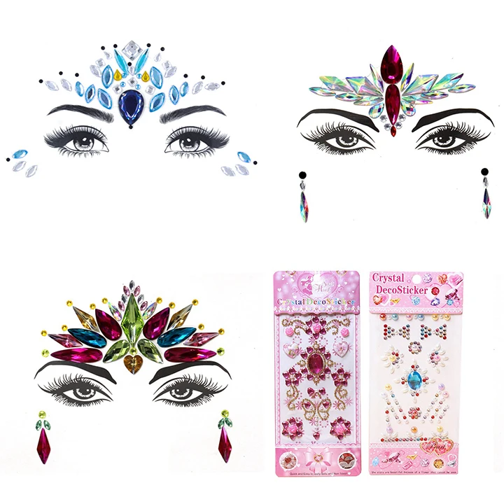 1  Colorful Rhinestones Crystal Face Jewelry Stickers For Mobile Phone Case Decor Wedding Birthday Masquerade Diy Jewelry Stickers