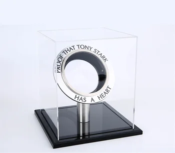 

[Funny] Glass Display box Iron Man Arc Reactor A generation of glowing iron man heart model LED Light Action Figure Show Case