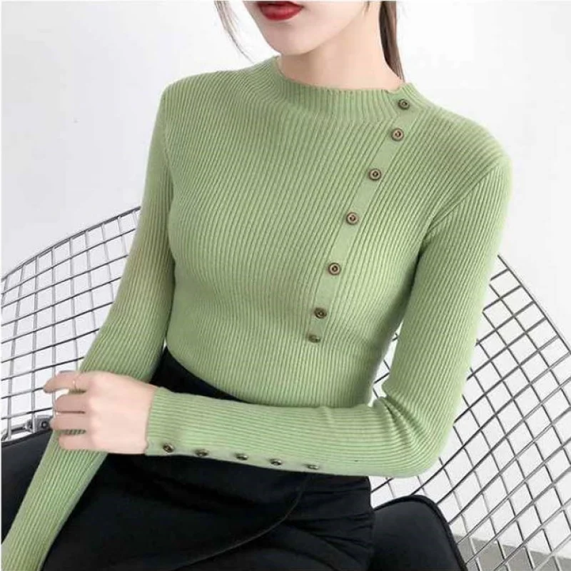 

S-XL Women's sweater button design autumn winter Knitted sweater female casual tops long sleeves women plus size clothing