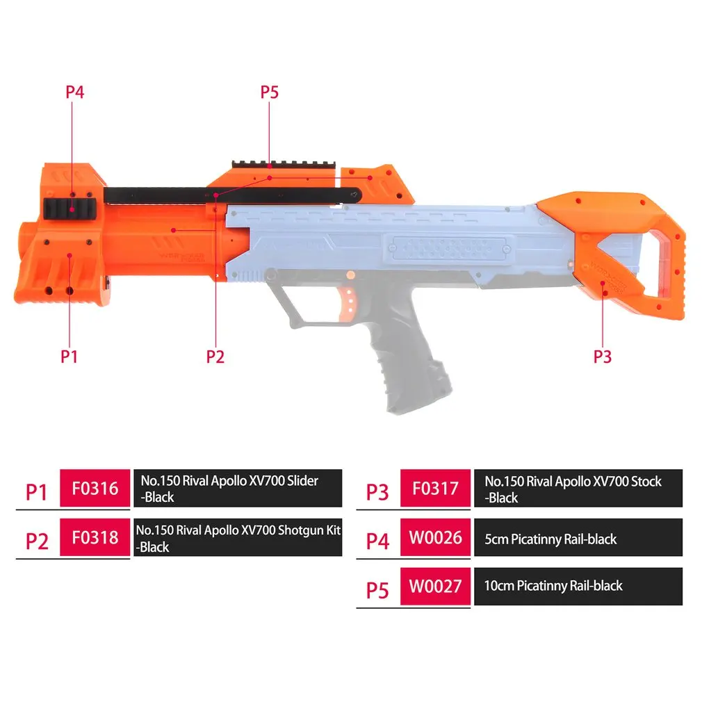 Рабочий ABL-W001 3D печать № 150 черный захват выдвижные комплекты комбо для Nerf Rival Apollo XV700 изменить DIY игрушечный пистолет аксессуар мод