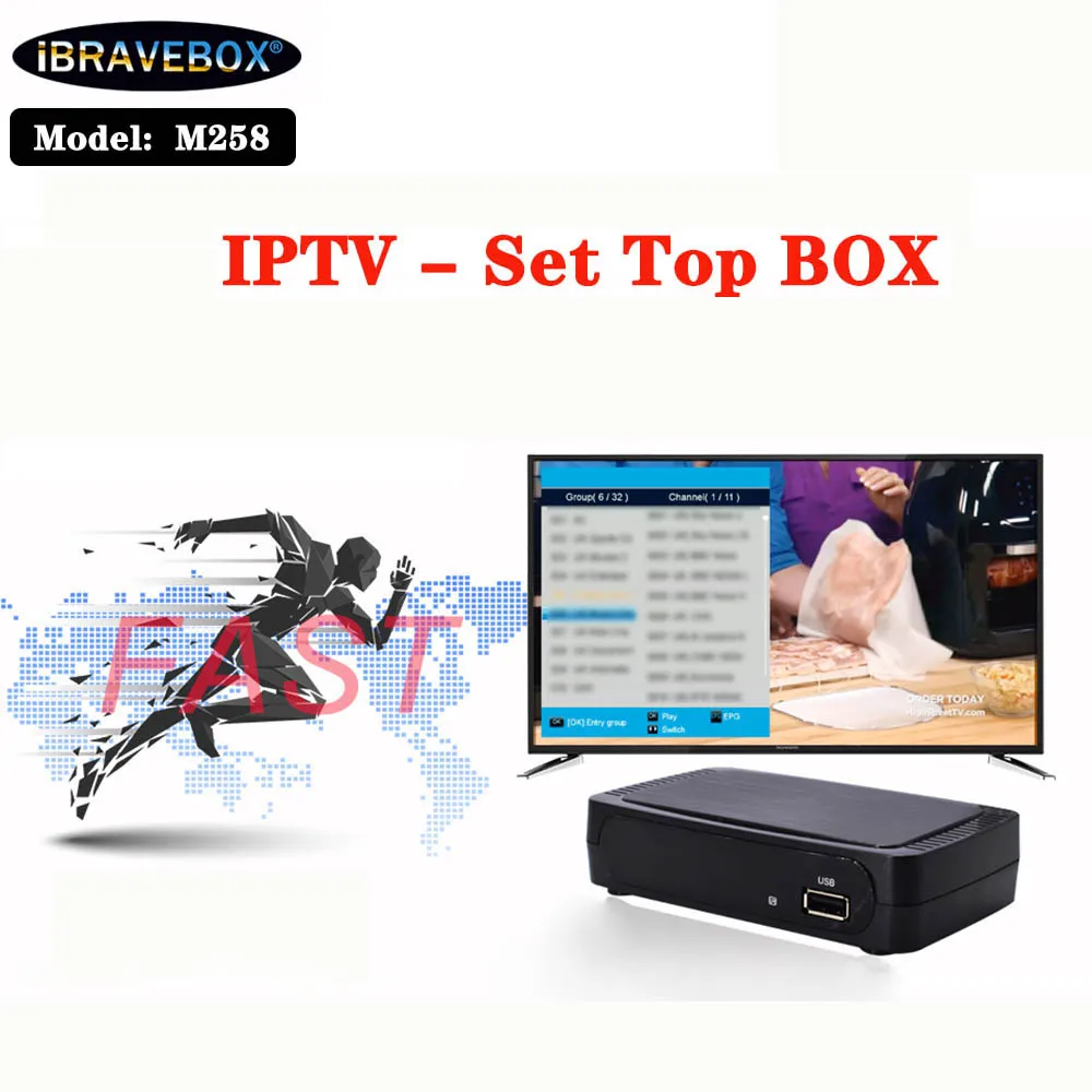 IBRAVEBOX M258 IPTV Box Full HD H.265 Поддержка мягкого обновления EPG USB WiFi 2 ГБ DDR3 IPTV boxs для Youtube быстрее, чем MAG250 MAG254