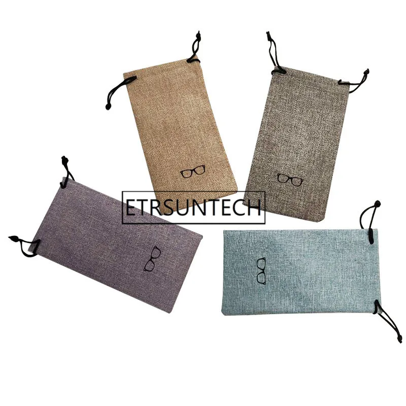 

500pcs Portable Linen Fabric Sunglasses Bag For Eyewear Glasses Storage Bag Multi Colors 18x9cm