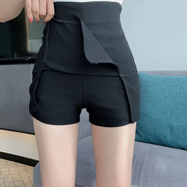 booty shorts for women Sexy Split Skirt Women's Summer 2021 New Black Shorts with High Waist and Slim Hip and Wide Leg Shorts Shorts Women nike shorts