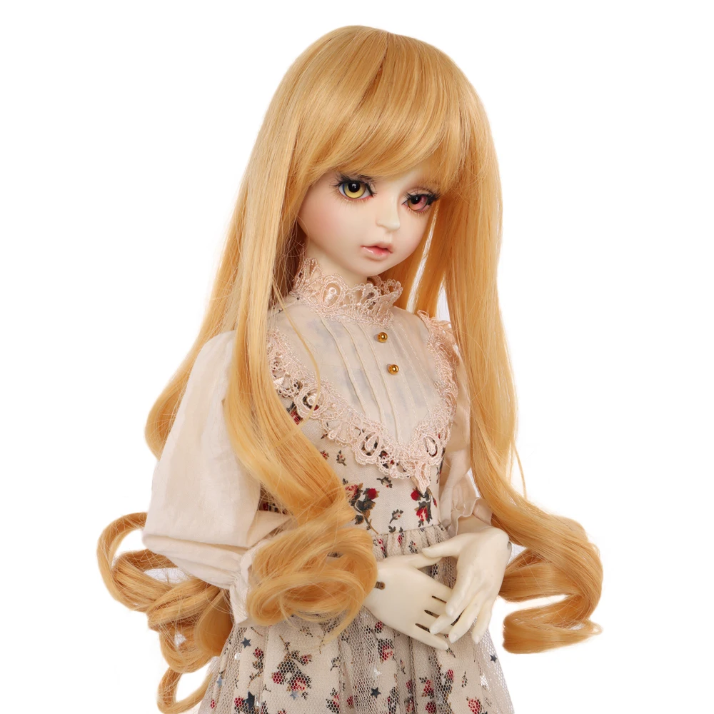 Aidolla 1/3 BJD Doll Hair Wig Long Curly Bangs Natural Color Doll Hair High Temperature Fiber Wig Doll Accessories For Dolls DIY long water wave none lace ginger orange high temperature wigs for women afro cosplay party daily synthetic hair wigs with bangs