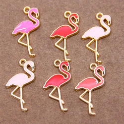 10pcs 26*15mm enamel flamingo charm for jewelry making and crafting earring charm bracelet charm fashion animal pendant