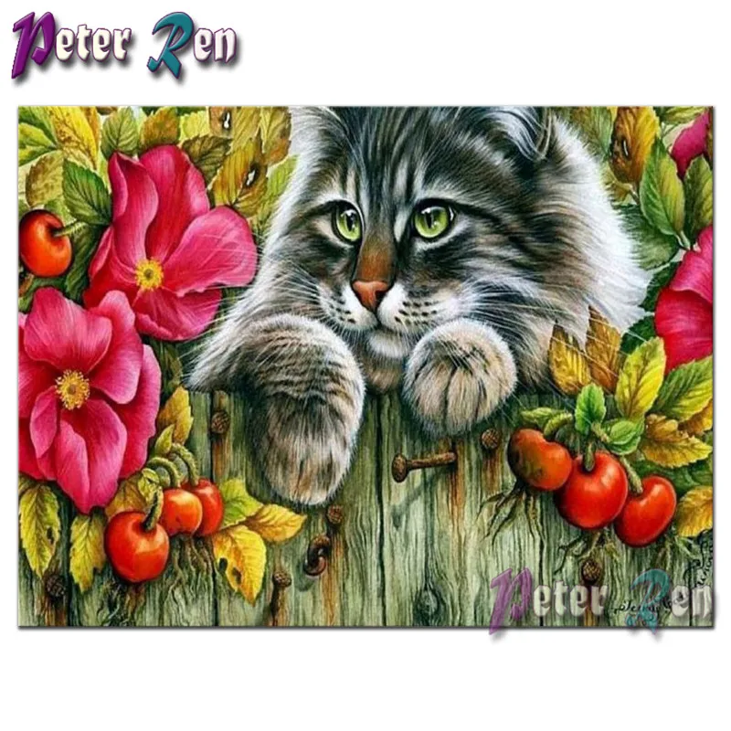 5D Diy Алмазная картина котенок из полимера с прозрачными стразами мозаика вышивка