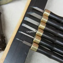 6 шт./компл. высокоскоростная стальная резьба по дереву ручная стамеска для работы с деревом набор инструментов Ebony Ручка столярные инструменты с холщовой сумкой