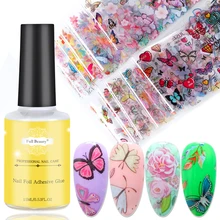 1 Компл. Ногтей Наклейки Клей Для Передачи Фольги Бабочка Цветочные Наклейки Наклейки Nail Art Лак Для Подвесок Клей Обертывания Маникюрный Набор SAXK102-2