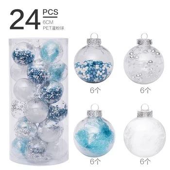 

6cm24pcs christmas decorations for tree ball PET palline trasparenti plastic balls Christmas tree Pendant adornos de navidad