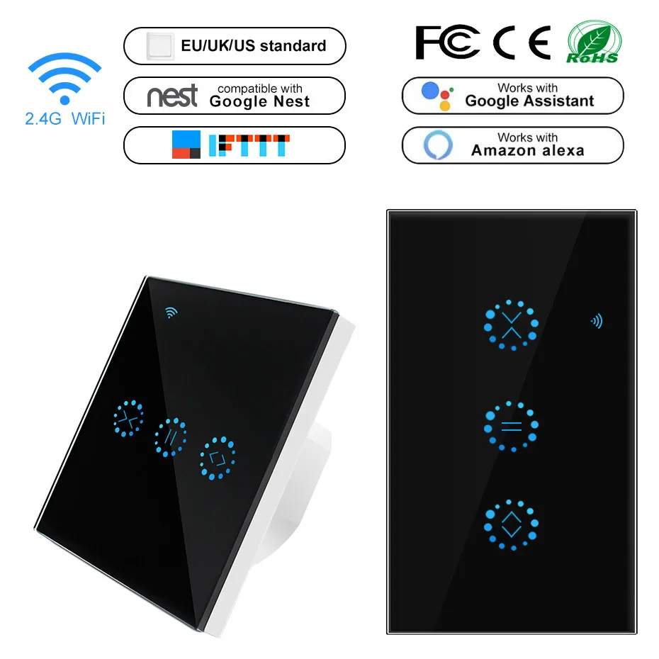 

WiFi Electrical Blinds Curtain Switch Touch eWeLink APP Voice Control by Alexa Echo 110V 220V For Mechanical Limit Blinds Motor