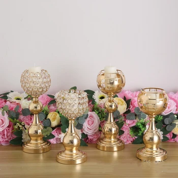 

Single Candle Holder Crystals Wedding Candlstick / Centerpiece Center Table Romantic Candle Stand For Home Hotel Decoration