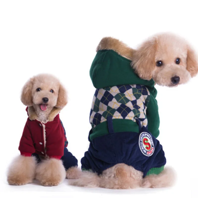 

Pet Dog Coat Clothes Warm Soft Winter Thick Wool Dog Jumpsuits Overalls Four Feet Jacket Small Medium Large Dog Outfit Clothing
