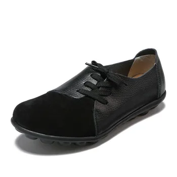 

Leather Women's Flats Slip on Shoes No-slip Loafers Solid Color Soft Sole Shoes Outdoor Office Comfort Shoes