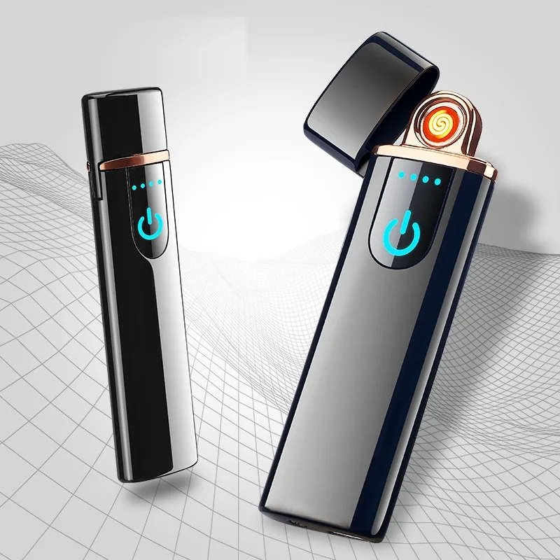 Цифровая печать USB Электронная зажигалка, ветрозащитная турбо Вольфрамовая зажигалка, перезаряжаемый плазменный дуговой фонарь, Новинка