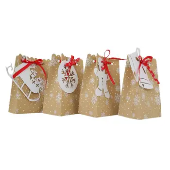

12Pcs/set Christmas Gift Packing Box Snowflake Snowman Bell Candy Bag for X-mas Wedding Christmas Gift Box Gift Bag