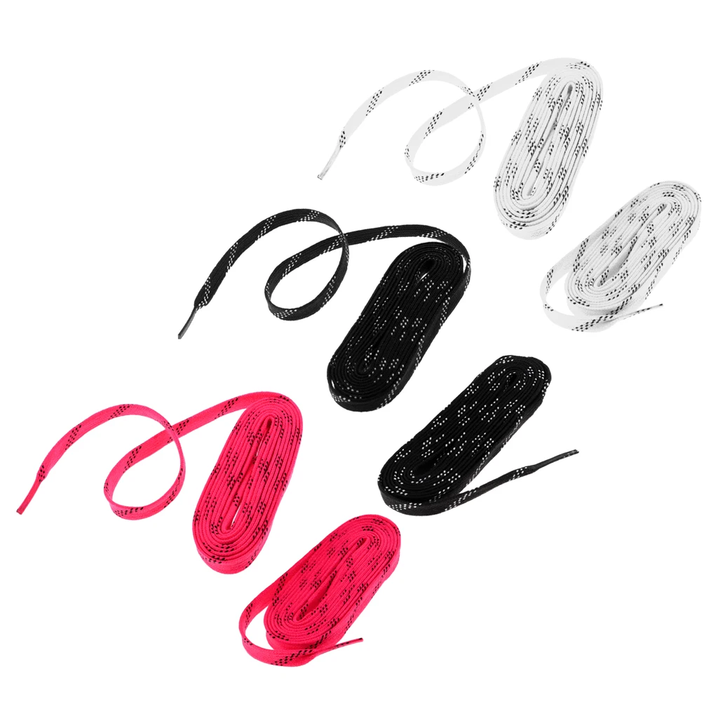 3 Pairs Ice Hockey Skate Flat Laces Shoelace Skating Inline Accessories Black White Red