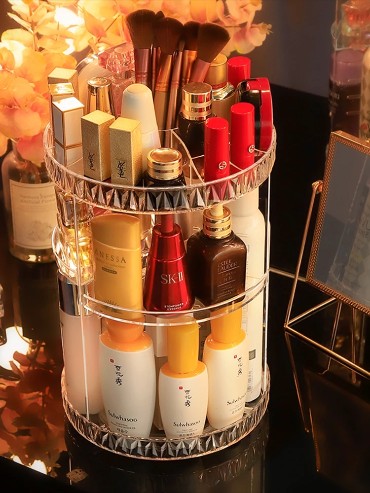 

Вращающаяся коробка для хранения косметики, органайзер для косметики для женщин, стеллаж для хранения губной помады для ухода за кожей