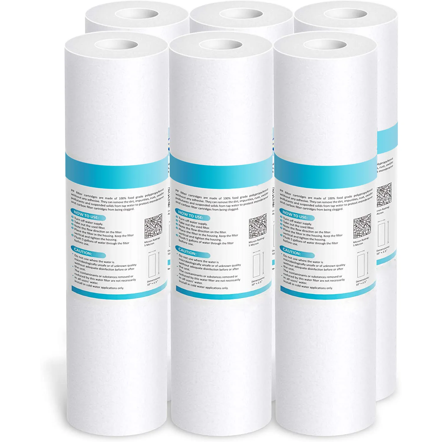 5 Micron Water Filter Replacement 10x 2.5 Polypropylene Sediment Filter Cartridge
