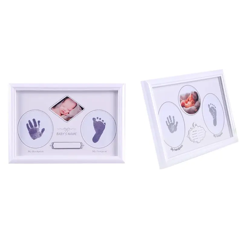 

Baby Newborn Hand and Foot Prints Full Moon Hundred Days Infants Commemorative Frame Wooden Photo Frames Gifts 72XC
