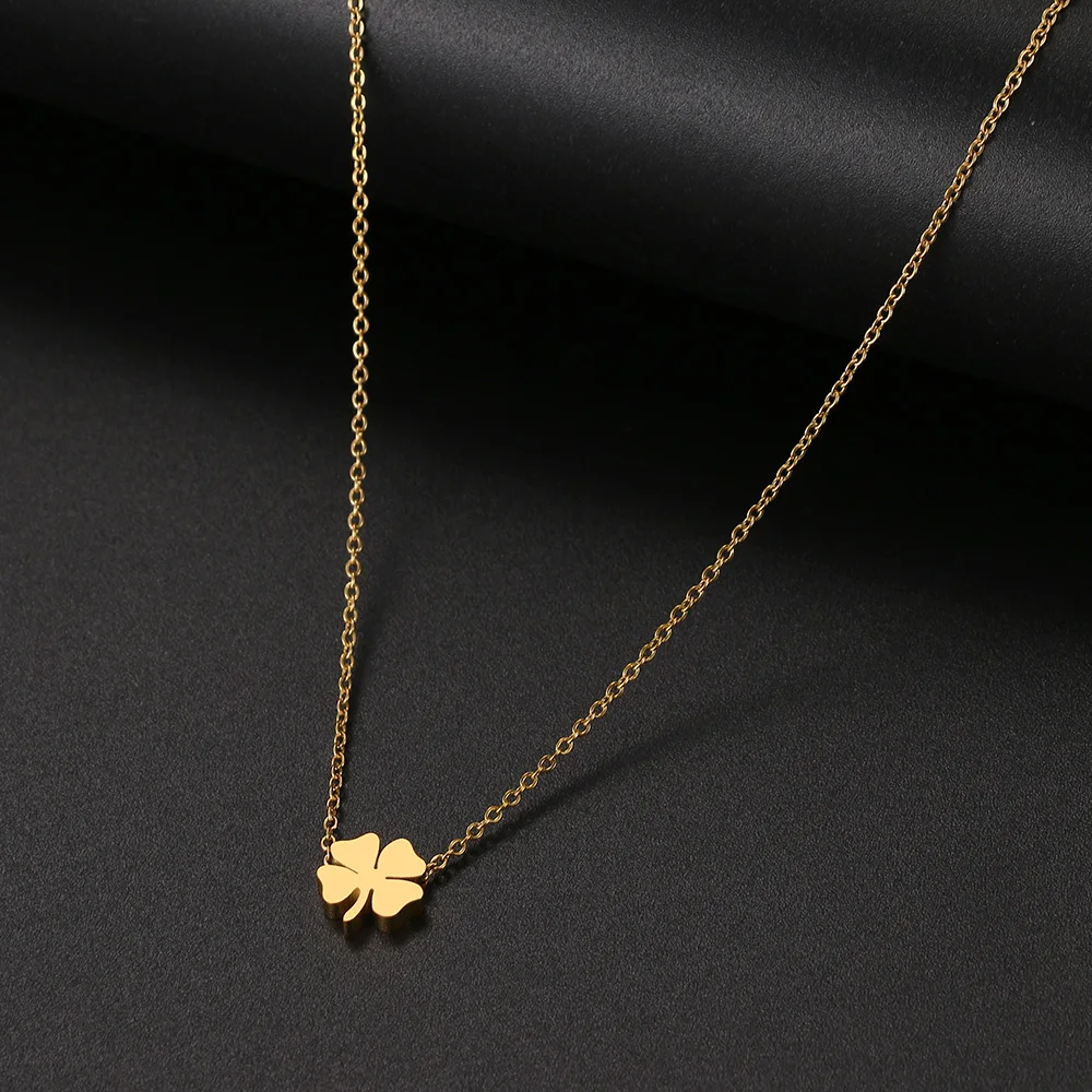 Stainless Steel Necklaces Minimalist Four-leaf Clover Geometric Style Fashion Chain Necklace for Women Collar Pendant Jewelry - Image 3