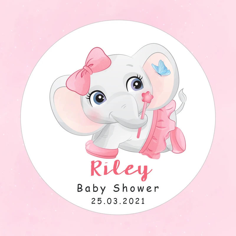 Adesivi Rotondi A Forma Di Elefante Per Baby Shower – Confezione Da 80 Pezzi – Tema Elefante Per Compleanni E Decorazioni Festa - 3