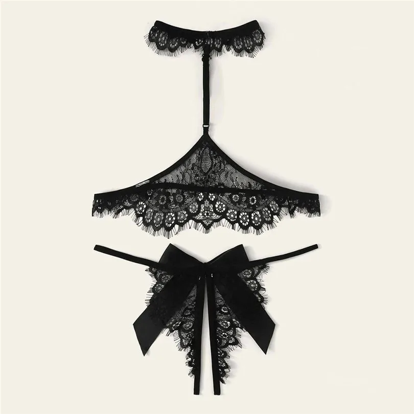 Solid Bras For Women Sexy Women Lace Bra Set Bandage Erotic Lingerie Tops+Briefs Soutien Gorge Sexy Erotique 30NOV120