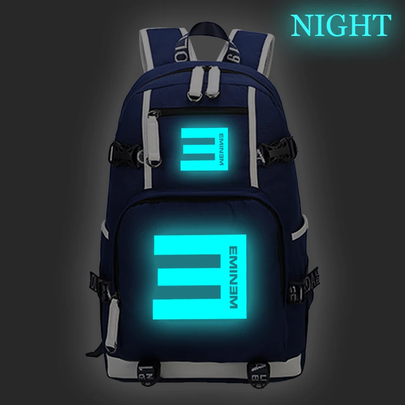 Темный хаки Rap God Eminem Fashion Luminous Backpack Boys Girls Schoolbags Printing Backpack Large Capacity Backpack Casual Travel Bag - Цвет: Темный хаки
