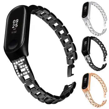

Diamond Stainless Steel Watchband For Xiaomi MI Band 3 Band 4 Wirststrap Bracelet Strap For Xiaomi MI Band 3 4 Replacement Band
