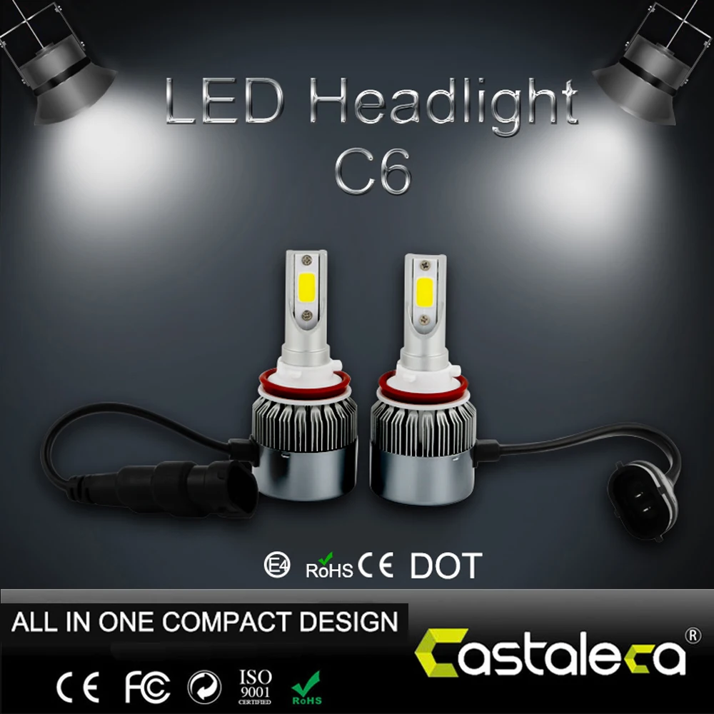 Castaleca авто светодиодный Автомобильные фары лампы H11 H4 светодиодный H7 9003 HB2 H1 H3 H8 H9 880 9004 9005 9006 H13 9004 9007 12V Передние фары