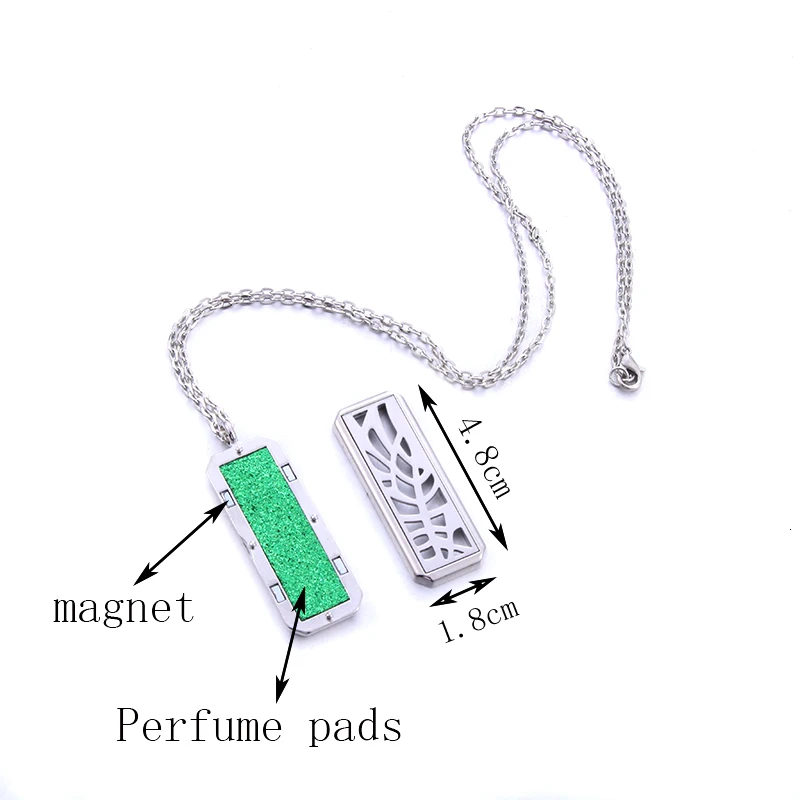 Диффузор ожерелье квадратная нержавеющая сталь магнитные медальоны для ароматерапии ювелирные изделия духи кулон эфирное масло медальон ожерелье