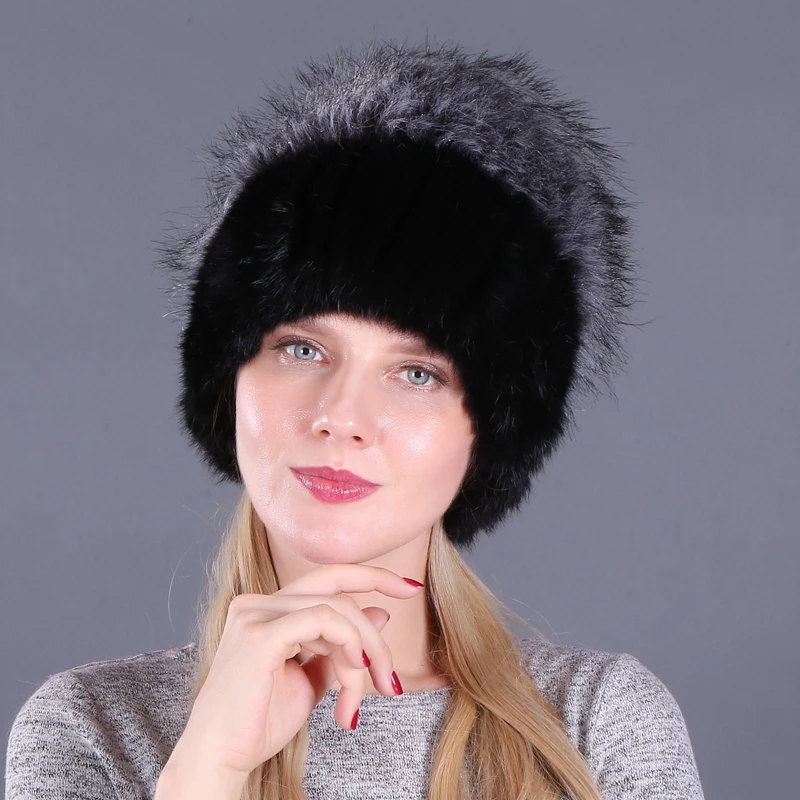 Хорошая эластичная шапка из натурального пушистого искусственного меха серебристой лисы, новые зимние женские вязаные шапки из натурального меха кролика, женская шапка из настоящего меха - Цвет: color9
