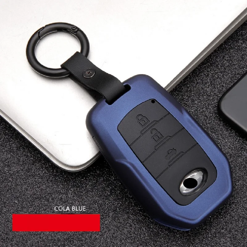 3Button blue ABS углеродное волокно Автомобильный Дистанционный корпус умного ключа Крышка для Toyota Camry Highlander Prado Crown Land Cruiser Prius Vitz Reiz Fortuner - Название цвета: 3Button blue