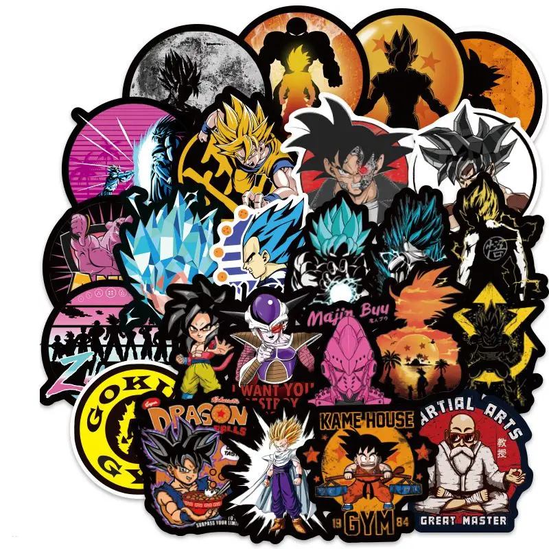 

100Pcs/lot No Repeat Anime Dragon Ball Stickers Super Saiyan Goku Stickers Decal For Snowboard Luggage Car Fridge Laptop Sticker