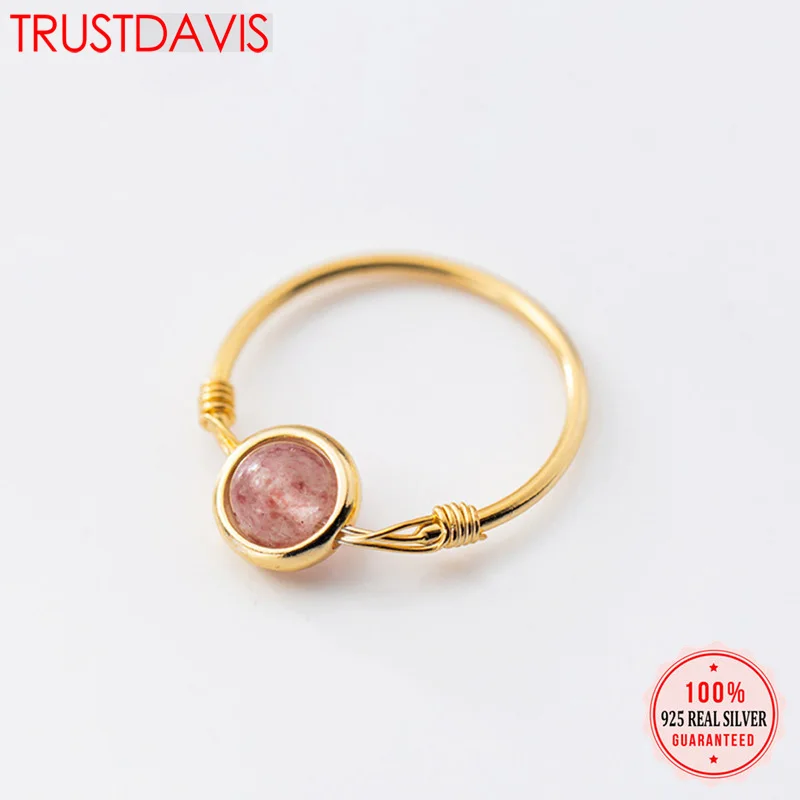 

Trustdavis 100% 925 Sterling Silver Rings Strawberry Crystal Stone 925 Wholesale Fine Ring Sizable Gift For Women Lady DS1386