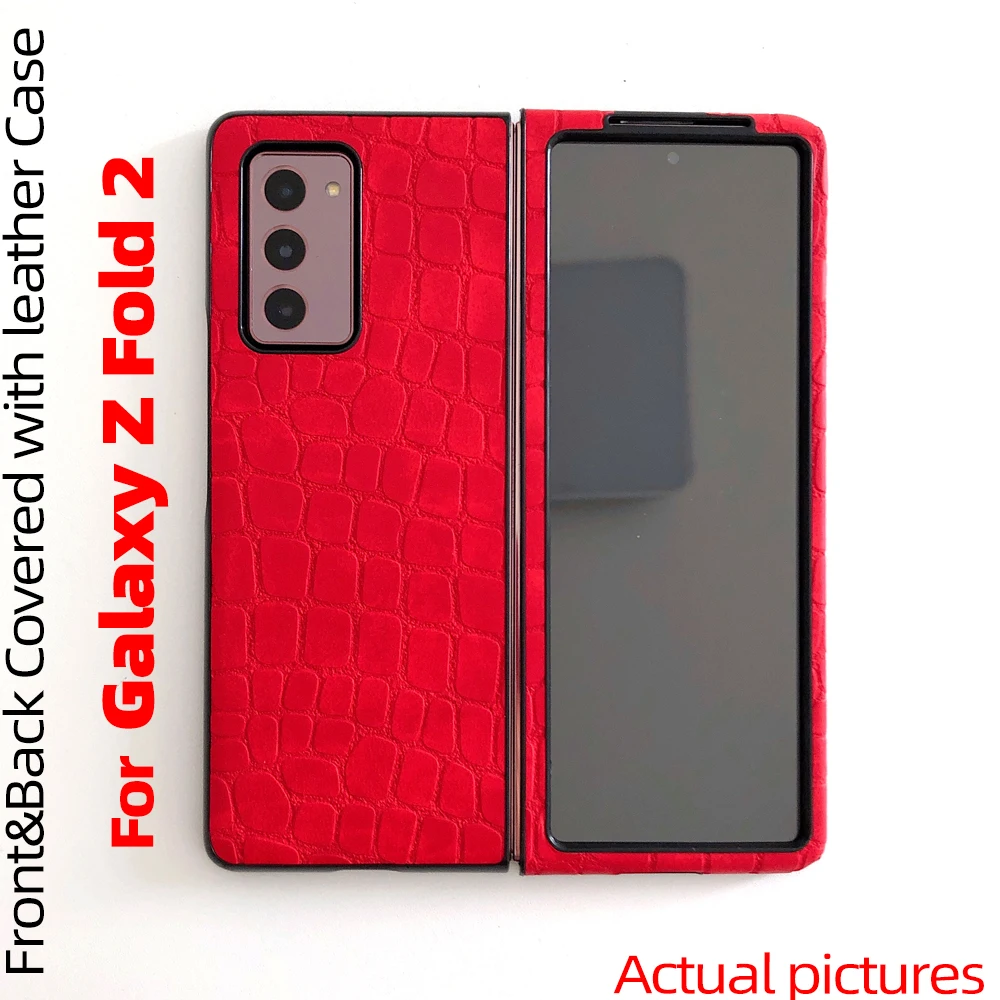 

For Galaxy Z Fold 2 Case for Galaxy Z Fold2 5G front and back covered with crocodile leather Case For Galaxy Z Fold2 5G Case