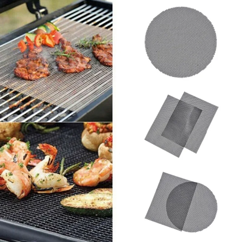 BBQ Grill Mat Reusable Mesh Grill Mat Non-stick Grilling Mesh Mat Barbecue Liner Outdoor BBQ Accessories