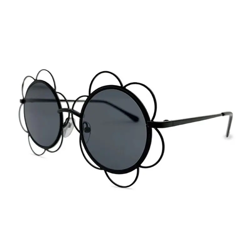 Солнцезащитные очки для мальчиков и девочек, круглые солнцезащитные очки с металлическим цветком UV400 - Цвет линз: 1