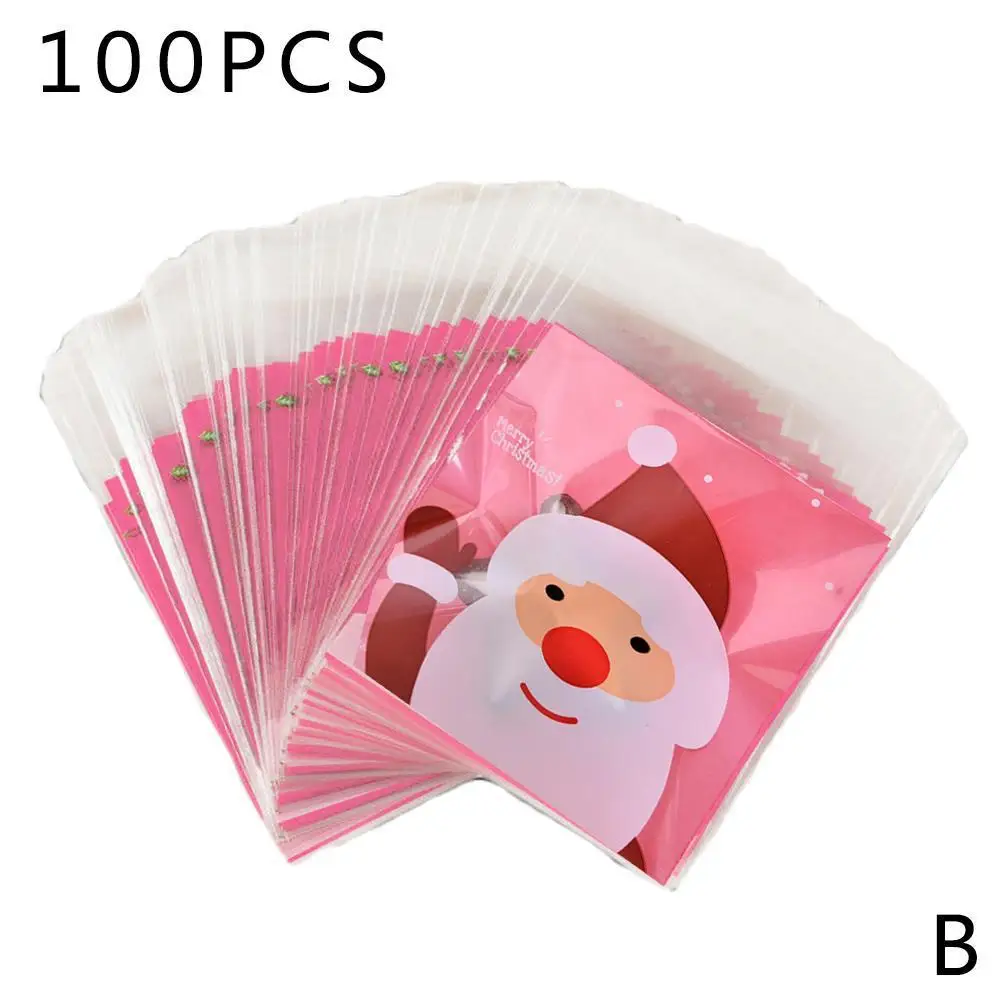 50 шт прозрачный пластиковый мешок Рождественский мешок Санта-Клаус ...