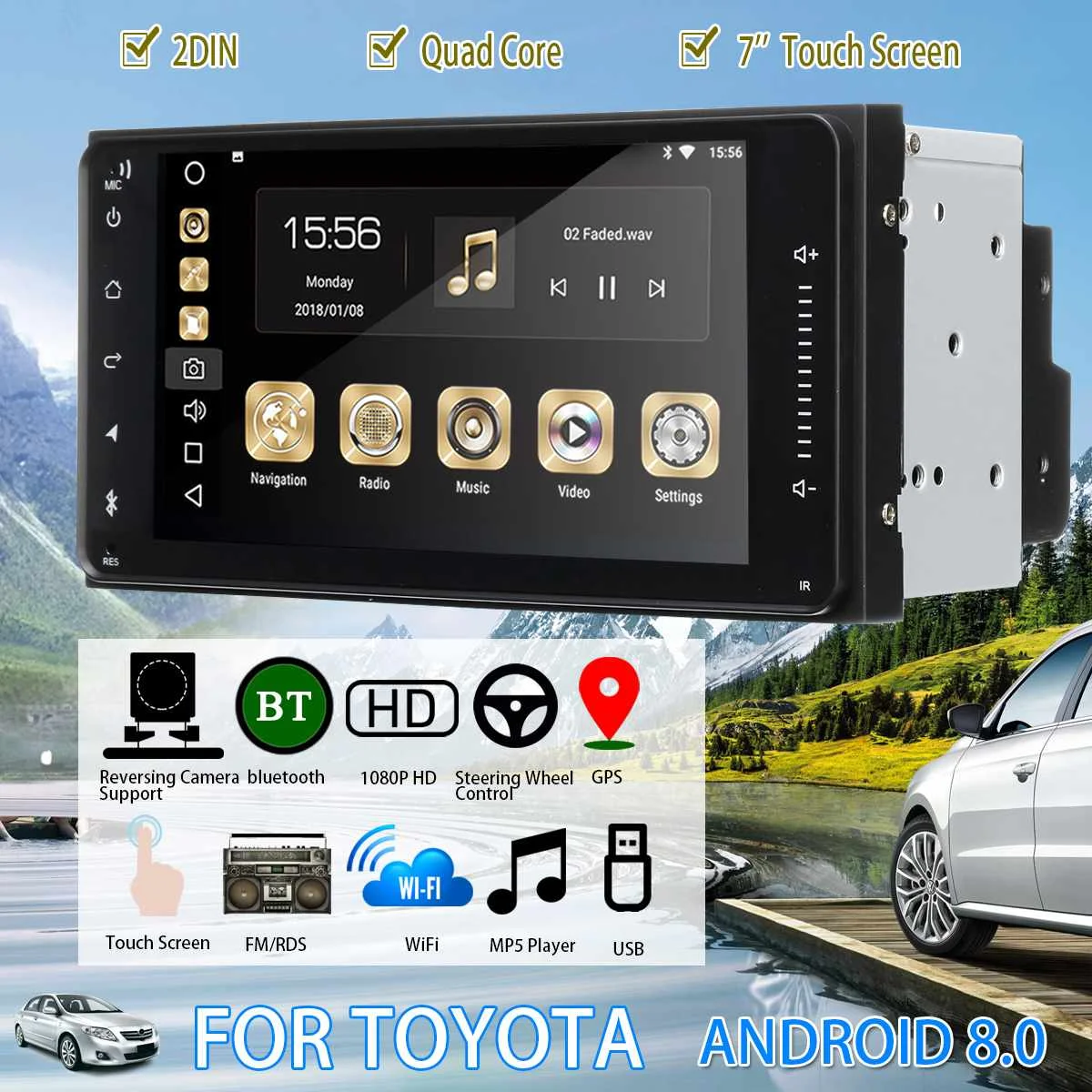 

NEW 7" Screen Car Multimedia Player Autoradio 2Din Stereo Video MP5 Player 1+16G Auto Radio bluetooth USB WiFi For Toyota