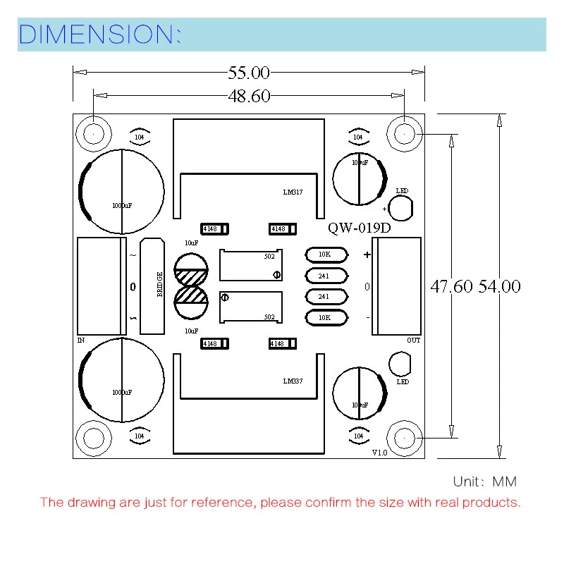 LM317 LM337 положительный и отрицательный двойной блок питания регулируемый Diy Kit