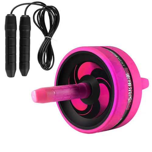 Ролик для брюшного пресса Скакалка Ab ролик с наколенником домашний офис тренажерный зал фитнес тренировка оборудование колесо без шума - Цвет: Pink with Rope