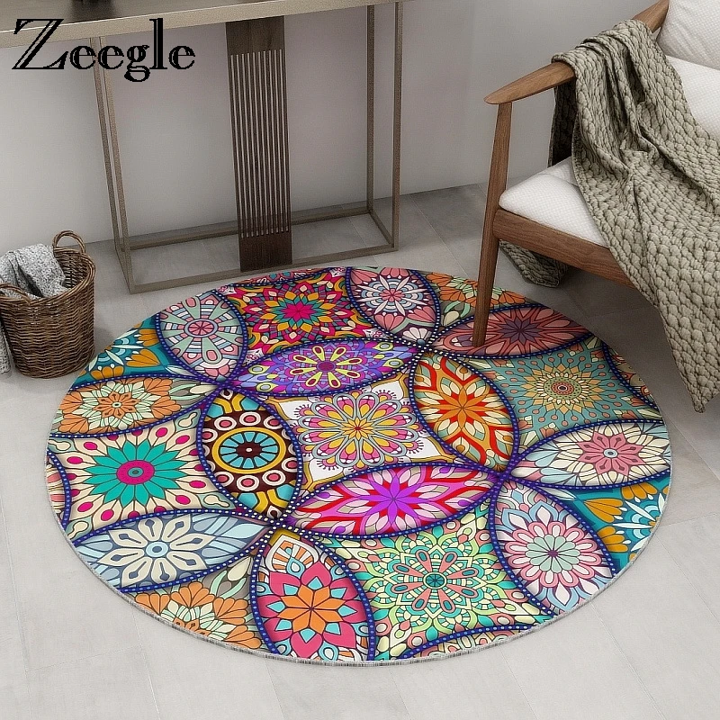 Zeegle чернильные детские ковры для спальни, Противоскользящие коврики для компьютерного стула, круглые ковры для гостиной, Детский ковер